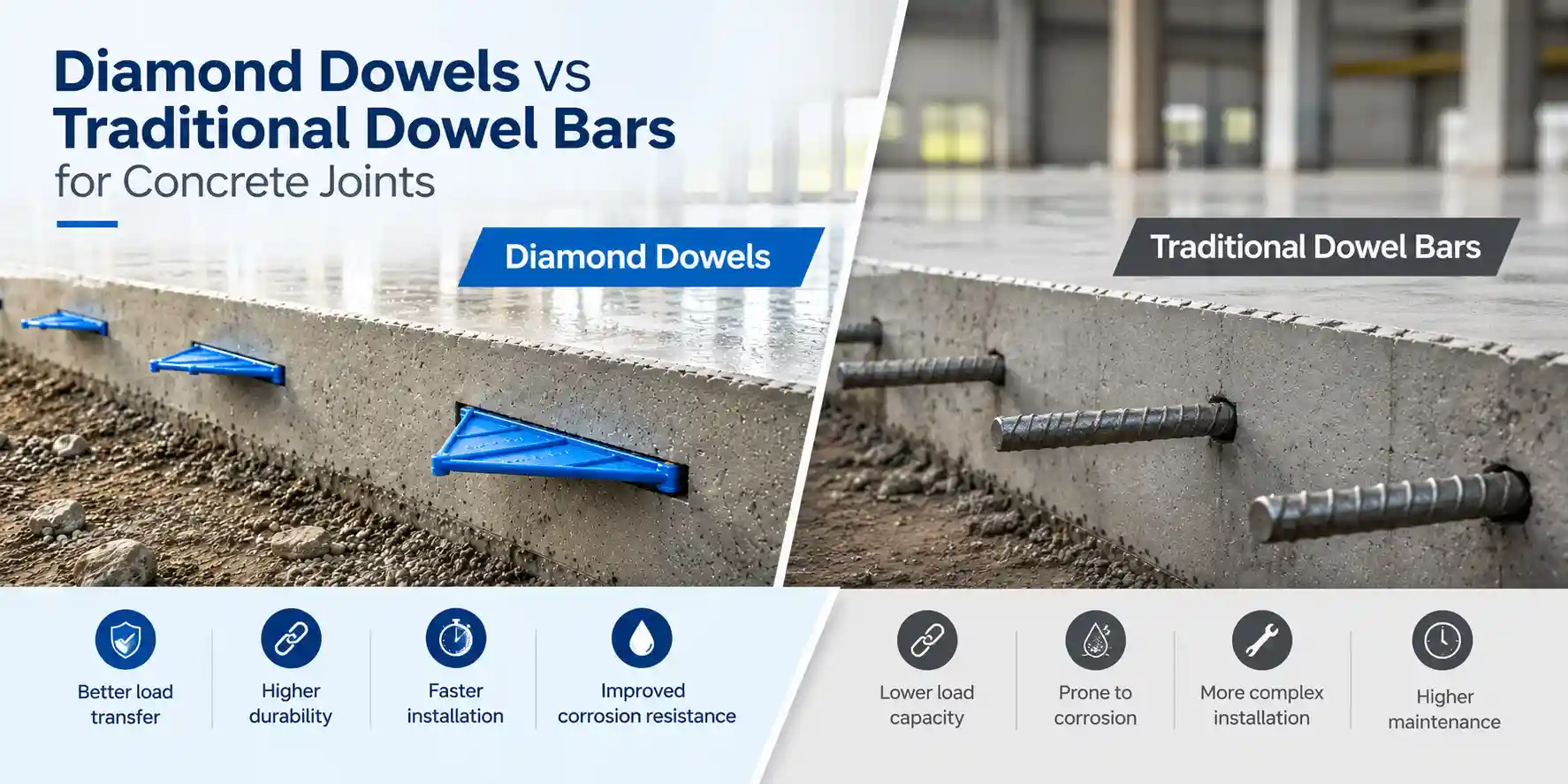 Diamond Dowels vs Traditional Dowel